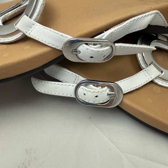 Vionic Sandals Womens 12 White Leather Orthotic Slip-On Comfortable Adjustable - Picture 7 of 11